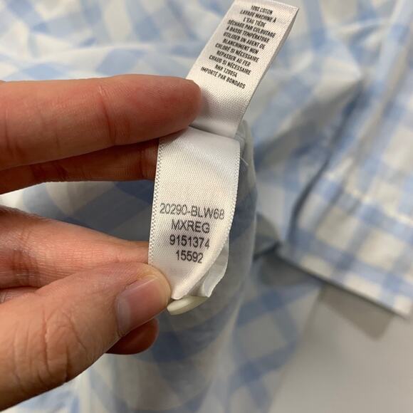 Bonobos Shirt Mens M Medium White Blue Cotton Standard Fit Windowpane Plaid - Picture 10 of 13